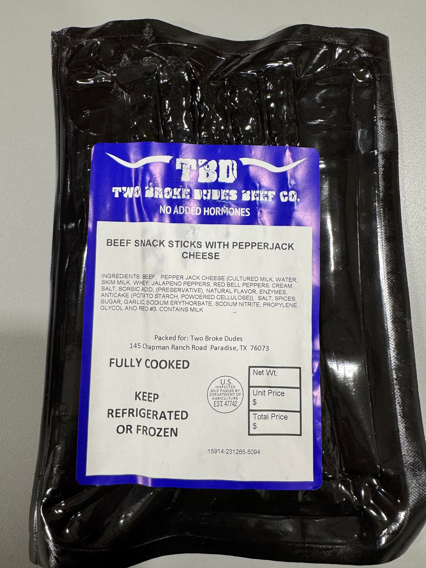 Pepper Jack Cheese Beef Sticks